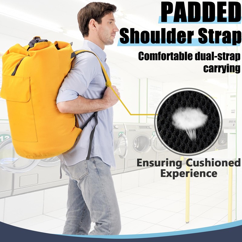 Laundry Bag Extra Large Heavy Duty, College Laundry Backpack with