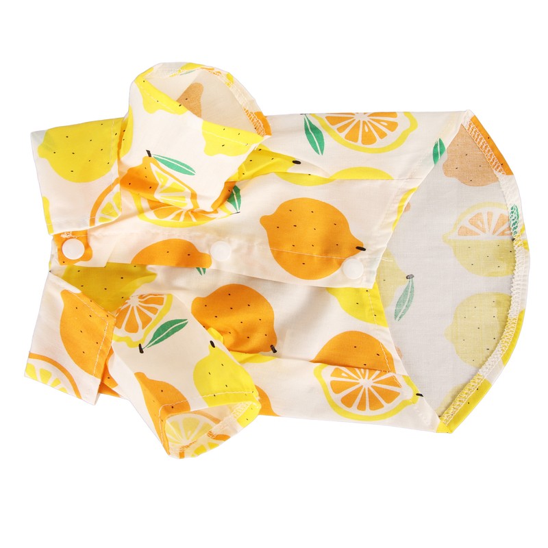 Dog Summer Shirts Lemon Print Breathable Cool Hawaiian Dog Shirts