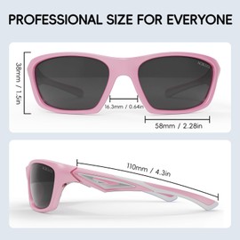 ACBLUCE Girls Sunglasses for Kids Child Toddler Polarized Sport Pink Softball Running Glasses Age 3-7