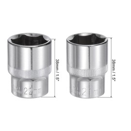 TA-VIGOR 2Pcs 1/2-Inch Drive 21mm 22mm 6-Point Shallow Socket Cr-V Drive Socket Metric Socket for DIY Hand-Making Repair Automotive for Auto Repairing and Household
