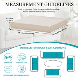 BIETYONE 12Pcs Stretch Patio Cushion Covers Outdoor Cushion Covers,for Outdoor Couch Cushion Covers Replacement,Outdoor Sofa Covers Patio Slipcovers Couch Cover,Washable Furniture Cover (Beige,Cover Only)