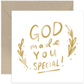 Old English Co. God Made You Special Card for Him or Her - Baptism or Christening Card for Boy or Girl - Adult Child Faith Religious Card - Engouragement Card | Blank Inside Envelope