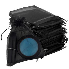 100pcs Organza Bags-Black 3.94''x4.72''(10x12cm) Satin Drawstring Organza Pouch Wedding Party Favor Gift Bag Jewelry Watch Bags
