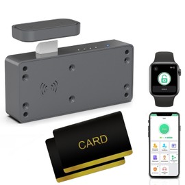 Drawer Lock RFID Card NFC Hidden Cabinet Lock for Kitchen Pantry Furniture eLinkSmart Cupboard Door Lock with iOS Watch APP Child Safety No Drilling Required Gray, F3BC-Gray