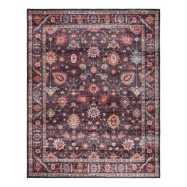 Gertmenian Indoor Boho Area Rug - 5x7 Standard, Non Slip, Super Strong, Ideal for High Traffic Areas in Bedroom, Living Room, Kitchen - Cullen, Brown, 28926