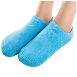 Ipetboom 2 Pairs of Spa Gel Socks for Moisturizing and Softening Cracked Feet Exfoliating Booties for Dry Heels Pink and Blue Moisturizing Socks