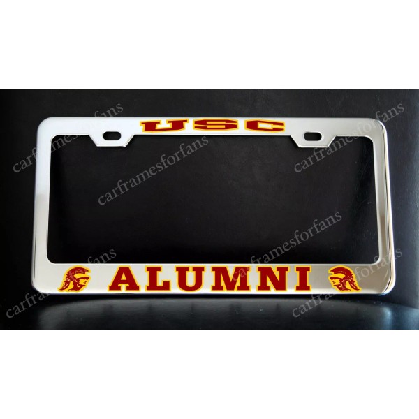 none "USC ALUMNI" License Plate Frame, Custom Made of Chrome