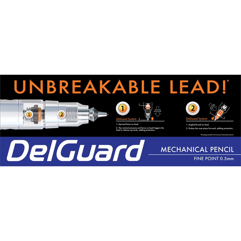 Zebra DelGuard Mechanical Pencil with Bonus Lead Refill, Fine Point,