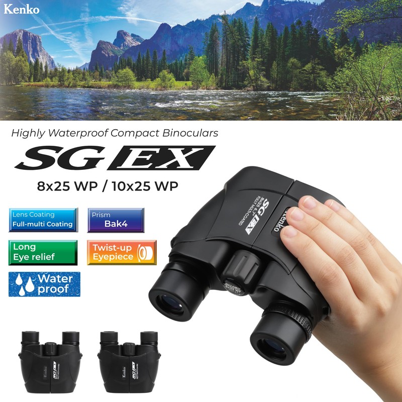 Kenko SG EX Binoculars 8x25 WP Porro Prism Waterproof Compact