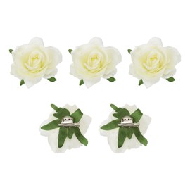 MECCANIXITY 5 Pcs Rose Flower Hair Clips 4 Inch Flower Hair Pins Flower Brooch for Women Hair Accessories Milky White