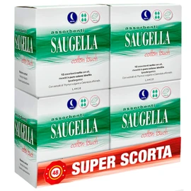 Saugella Saugella Cotton Touch Outdoor Absorption for Night, Odourless, with Hypoallergenic Cotton Wings, Pack of 48