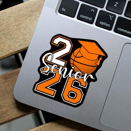 (3 PCS) Senior 2026 Basketball Stickers, Graduation Cap Class of 2026 Waterproof Decals for Laptops Water Bottles Cars, Cute Vinyl Gift for Basketball Seniors 3 Inches