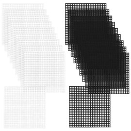 GORGECRAFT 20Pcs Plastic Canvas Sheets 10x10cm Plastic Mesh Sheets White Black Needlepoint Canvas Flexible Mesh Screen Fabric Mat for Embroidery Crafting Knit Crochet Cross-Stitch DIY Yarn Crafts