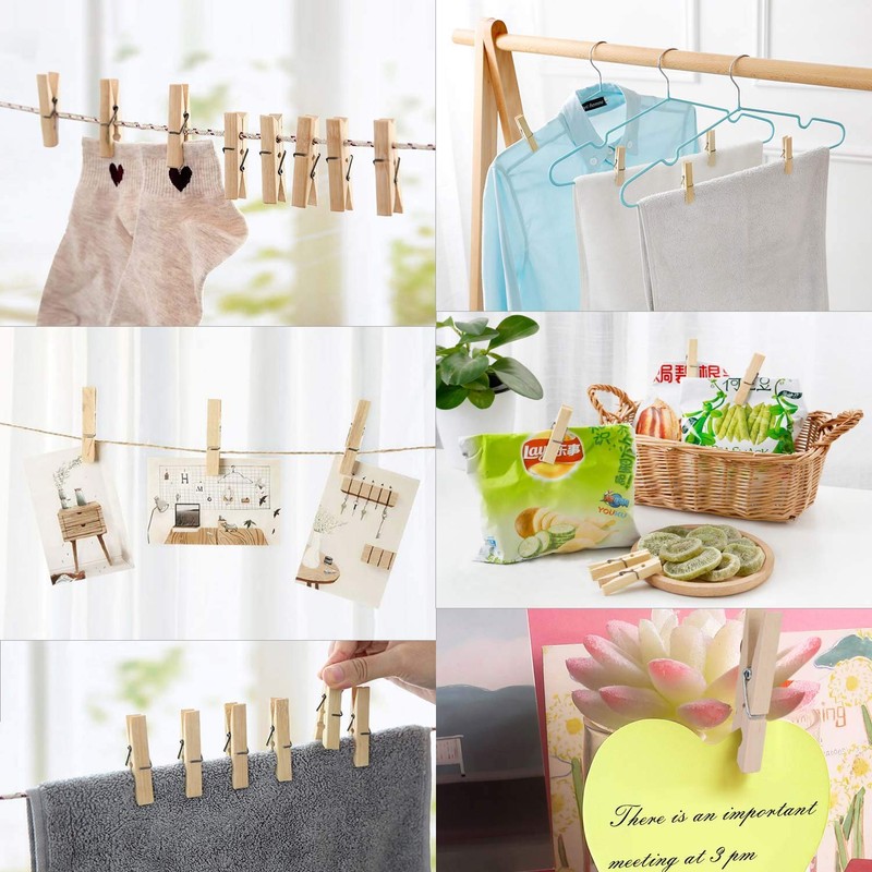 100pcs Clothes Pins Wooden Clothespins 3inch Heavy Duty Wood Clips