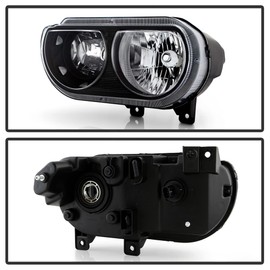ACANII - For 2008-2014 Dodge Challenger SE|R/T [Halogen Model] Black Headlights Headlamps Replacement Pair Left+Right