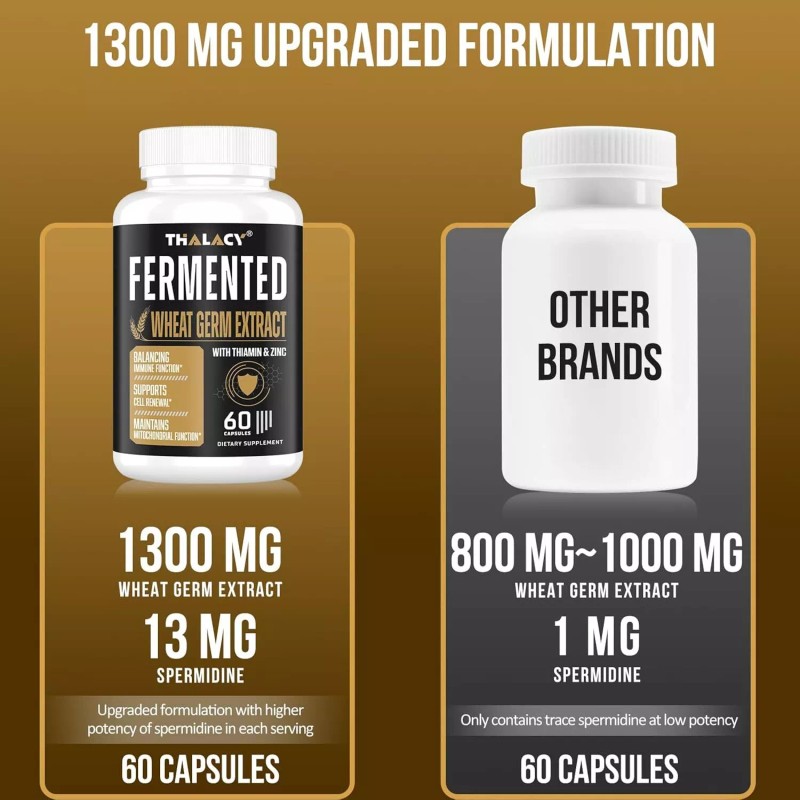 Thalacy 60 Count 13Mg Spermidine Formula Fermented Wheat Germ Extract