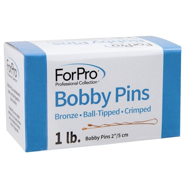 ForPro Bobby Pins, Bronze, Ball-Tipped, Crimped, Non-Slip, Non-Damaging, 2” L, 1 Lb.