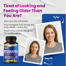 VEGATOT 10 in 1 High Strength Resveratrol with Quercetin Healthy Aging Immune Brain Boost Joint Support (90 Count (Pack of 1))