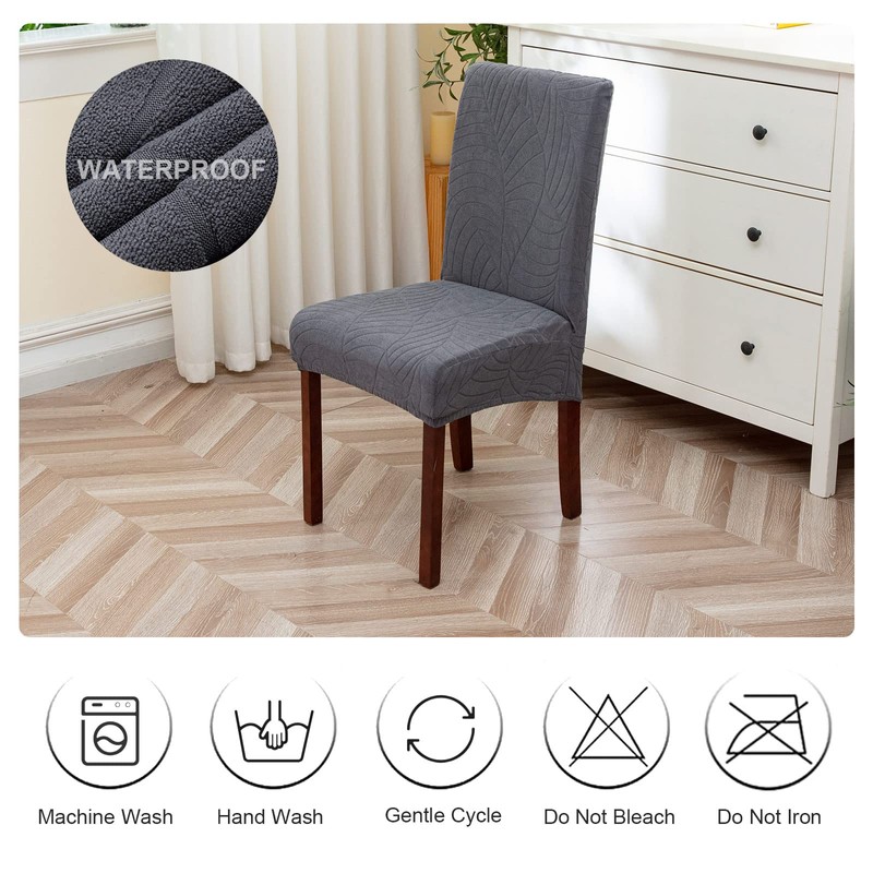Genina Waterproof Chair Covers for Dining Room, Stretch Jacquard Dining