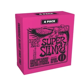 Ernie Ball Super Slinky Nickel Wound Electric Guitar Strings (Pack of 4) 9-42