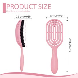 ZPTEE Anti Static Boar Bristle Hair Brush - Frizz Control & Detangler for Curly Hair Reduces Breakage, Adds Shine & Stimulates Scalp (Wet/Dry Use) -Heather Blush