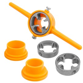 Bestgle 6Pcs Water Pipe Threader Plumbing Tool Kit, Plastic Pipe Die Tap Wrench with 3 Dies 1/2", 3/4" and 1" NPT Die Set