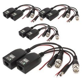CCTV Video Balun, ZOTER Camera Via CAT5 RJ45 Twisted Pair Video Power Audio Data Transceiver Adapter UTP (pack of 4)