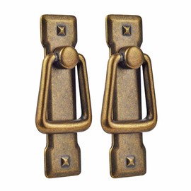 Farmhouse Cabinet Pulls 2 Pack - Vintage Bronze Drawer Handles with Backplate, Rustic Cabinet Pulls for Kitchen Cabinets Dresser Drawers (Bronze)