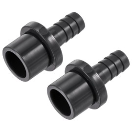 sourcing map PVC Pipe Fitting 10mm Barbed x 20mm OD Spigot Straight Tube Adapter Hose Quick Connector, Black Pack of 2