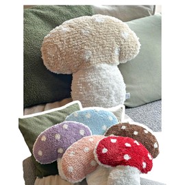 Dreamstall Mushroom Throw Pillow Tufted Mushroom Shape Decorative Cushion 15” x 15” – Mushroom Decor for Bed, Couch, Living Room (Cream)