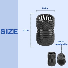 Zpana Ameican Flag Car Tire Valve Stem Caps, 4PCS Aluminum Alloy Vehicle Wheel Valve Protection Cover, Patriotic Auto Tyre Air Protector, Universal for Truck, Bicycle, Motorcycle (Black)
