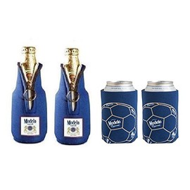 Modelo Especial Beer Bottle Suit Cooler Coolie & Soccer Beer Can Kaddy Huggie Set of 4