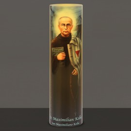 THE SAINTS COLLECTION St Max Kolbe, LED Flameless Devotional Prayer Candle