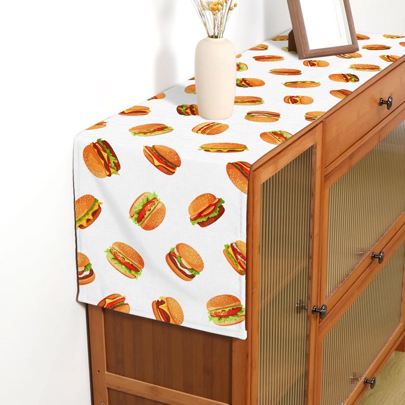 Hamburger Table Runner Burgers Themed Birthday Party Decoration Fast Food