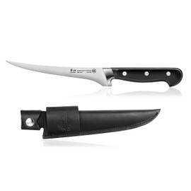 Cangshan TV2 Series 1022711 Swedish 14C28N Steel Forged 7-Inch Fillet Knife and Leather Sheath Set