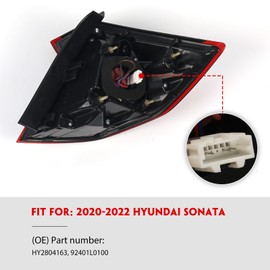 Huray Left Tail Light for Hyundai Sonata 2020-2022 Driver Side Taillight Lamp Assembly Replacement for HY2804163 92401L0100
