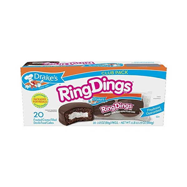 Drake's Ring Dings Club Pack 28. 19 oz, 20 Ct