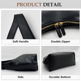 Leather Hobo Bags for Women Small Soft Shoulder Purse Red Slouchy Handbag with Double Zipper Design 2024