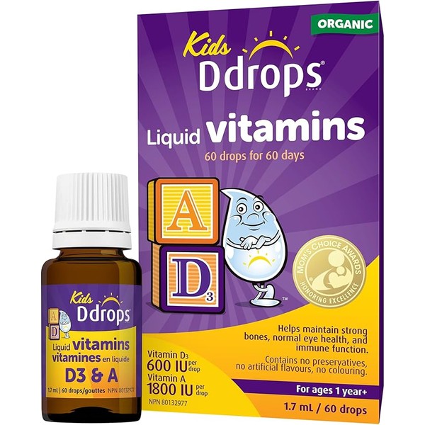 Ddrops Kids Organic Liquid Vitamins – Daily vitamins A&D drops