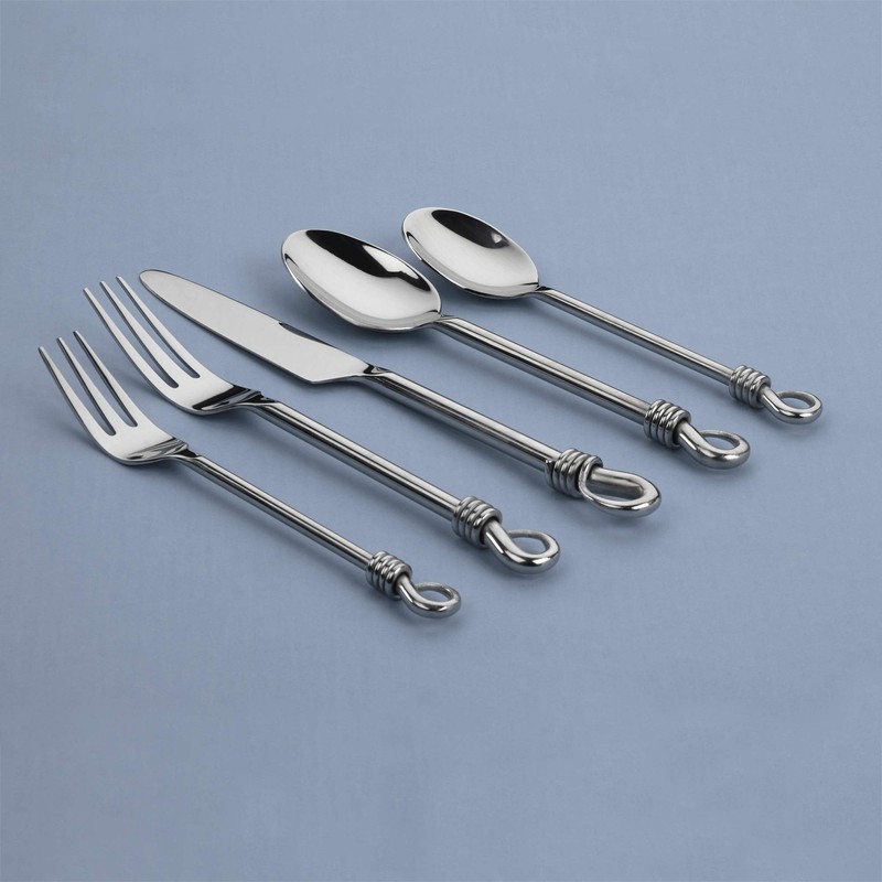 Gourmet Settings - 20-Piece Silverware Set -TWIST Collection - Polished