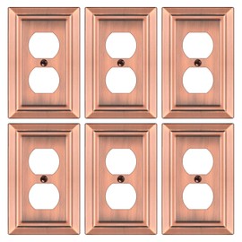 Dyekou Metal Wall Plate for Electrical Outlets, Decorative Antique Copper Switch Plates Outlet Cover, Light Switch Cover Plate, 1-Gang Wall Plates (Duplex Outlet, 6 Pack)