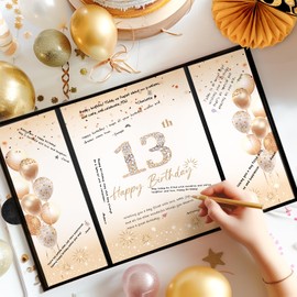 Black Gold 13th Birthday Decorations, 13th Birthday Guest Book Alternative, 13th Birthday Party Decorations, 13th Birthday Party Supplies, 13 Year Old Birthday Gifts for Women Men