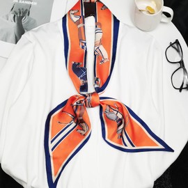 QIUTIMIY Silk Like Scarf for Women Neck Scarf Belt, Satin Scarf for Hair Tie Fashion Purse Scarf for Handbags Accessories Charm(Horse Orange)