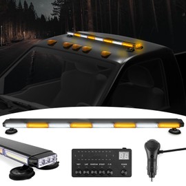 Wsays 50" COB LED Roof Top Strobe Light Bar Double Side-Amber/White with Digital Display Controller Compatible with Trucks Pickup SUV Boat Vehicle