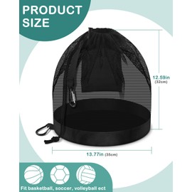 BROTOU Single Ball Bag with Double Hook, Balls Storage Bags with Zipper Pocket, Drawstring Sling Backpack for Soccer Basketball Football Volleyball Rugby