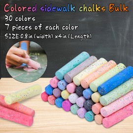UZLU 210 PCS Sidewalk Chalk 30 Color Glitter Drawing Chalk for Kids, Colored Jumbo Washable Chalk Giant Box Non-Toxic Dustless,Painting on Sidewalk Bulk,Outdoor Art, Blackboard, Playground