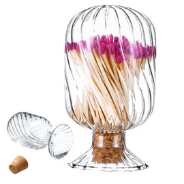 Match Cloche Glass with Striker Helix Shaped Match Holder Decorative Matches with Cork Stopper Matches Cloche Decorative Matches in Glass Jar for Candle Display