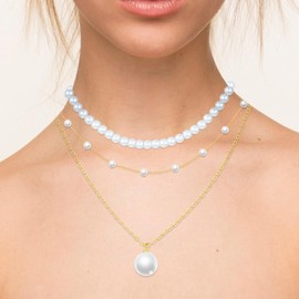 Layered Pearl Necklace Pearl Choker Necklaces for Women Dainty Pearl Necklace Layered Necklace Gold Pearl Necklace Stacked Necklaces for Women