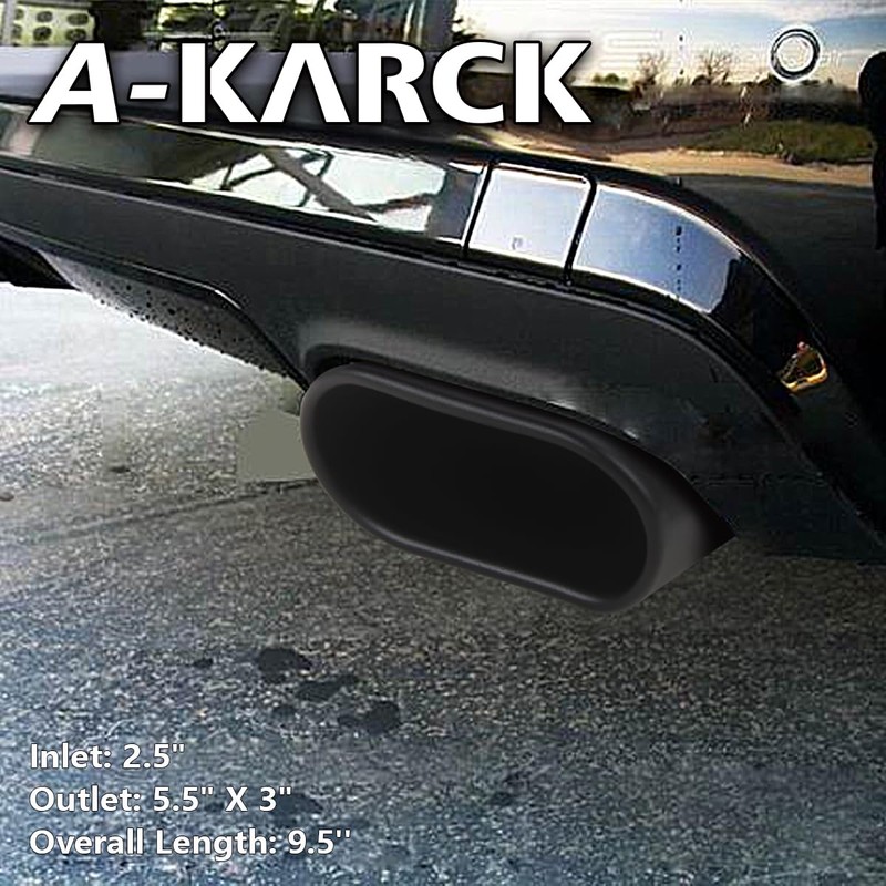 A-KARCK Rectangle Exhaust Tip 2.5" Inlet, Black Coating Square Exhaust