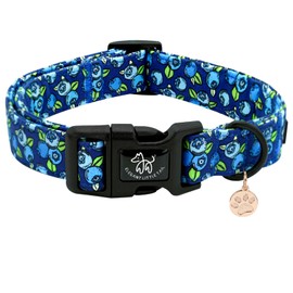 Elegant little tail Dog Collar-Cute Pet Dog Collar Blueberry Print Cotton Soft Boy Puppy Adjustable Pet Collars for Small Medium Large Dogs, Small